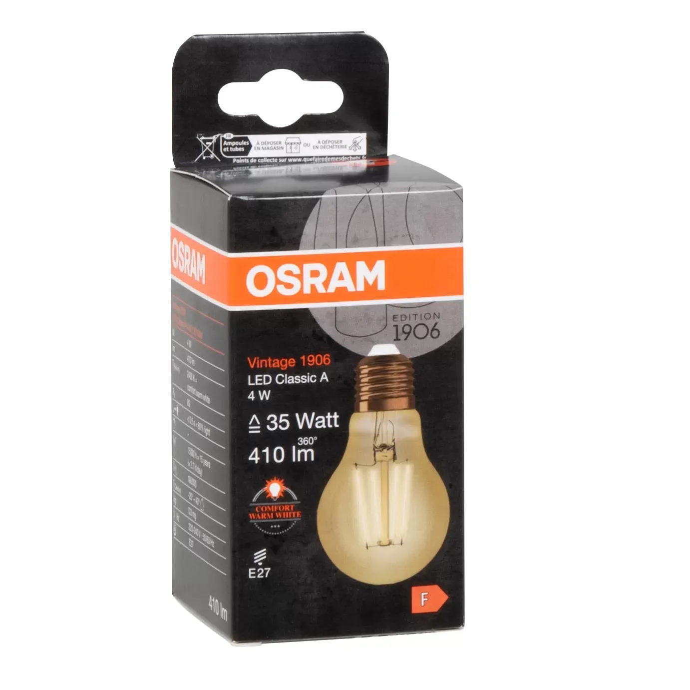 Illustration numéro 2 du produit Ampoule LED E27 35w clair ambré blanc chaud