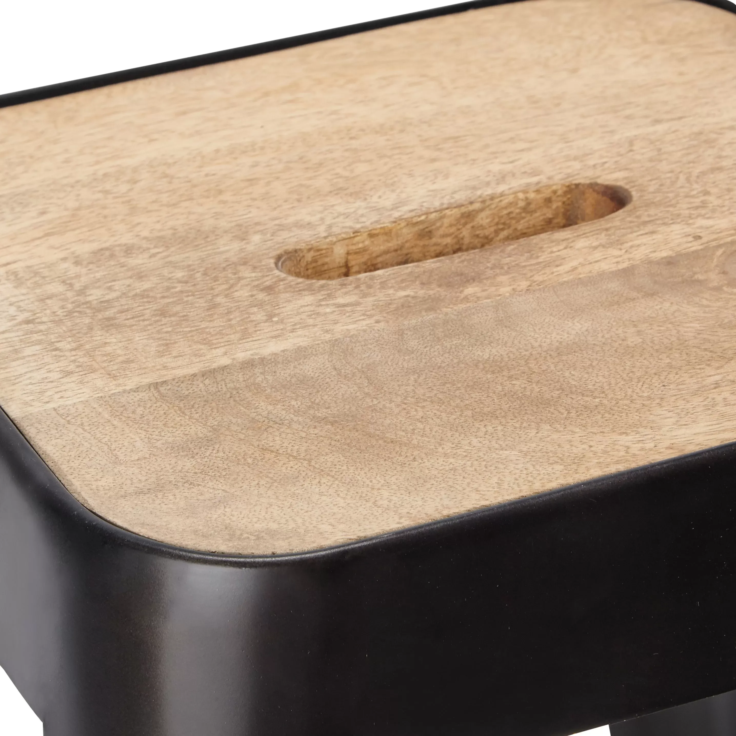 Illustration numéro 2 du produit Tabourets pour îlot central industriels en bois de manguier et acier H69 (x2)