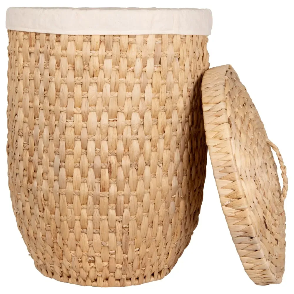 Illustration numéro 2 du produit Panier à linge en jacinthe d'eau avec couvercle