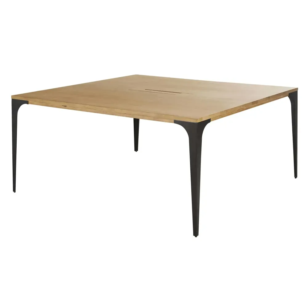 Illustration numéro 2 du produit Table de réunion en manguier clair et métal grisé L160