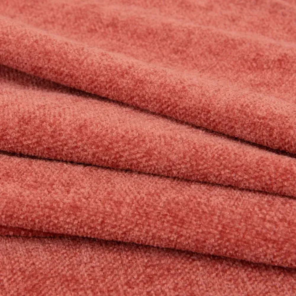 Illustration numéro 2 du produit Plaid en polyester recyclé chenille terracotta à franges 170x130