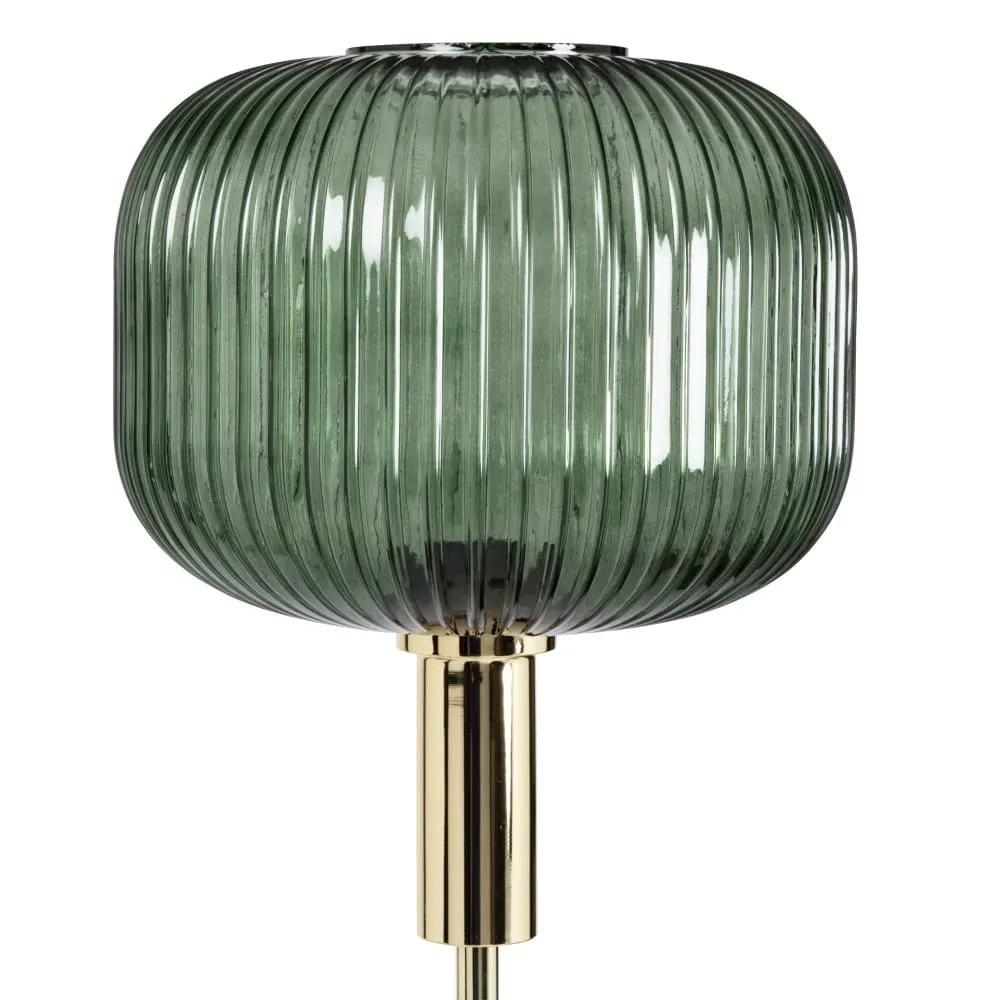 Illustration numéro 2 du produit Lampadaire en verre soufflé vert et métal doré  H155