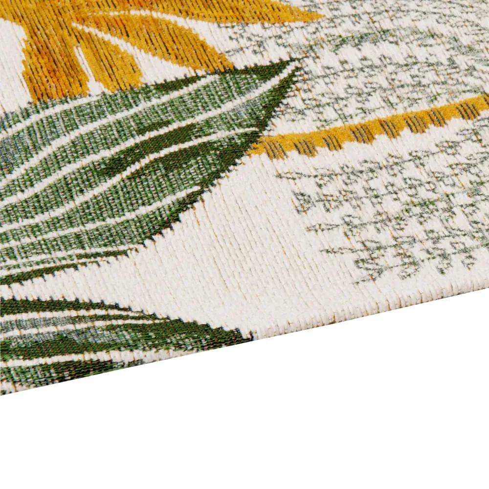 Illustration numéro 2 du produit Tapis tissé jacquard motif oiseaux et végétal multicolore 90x150