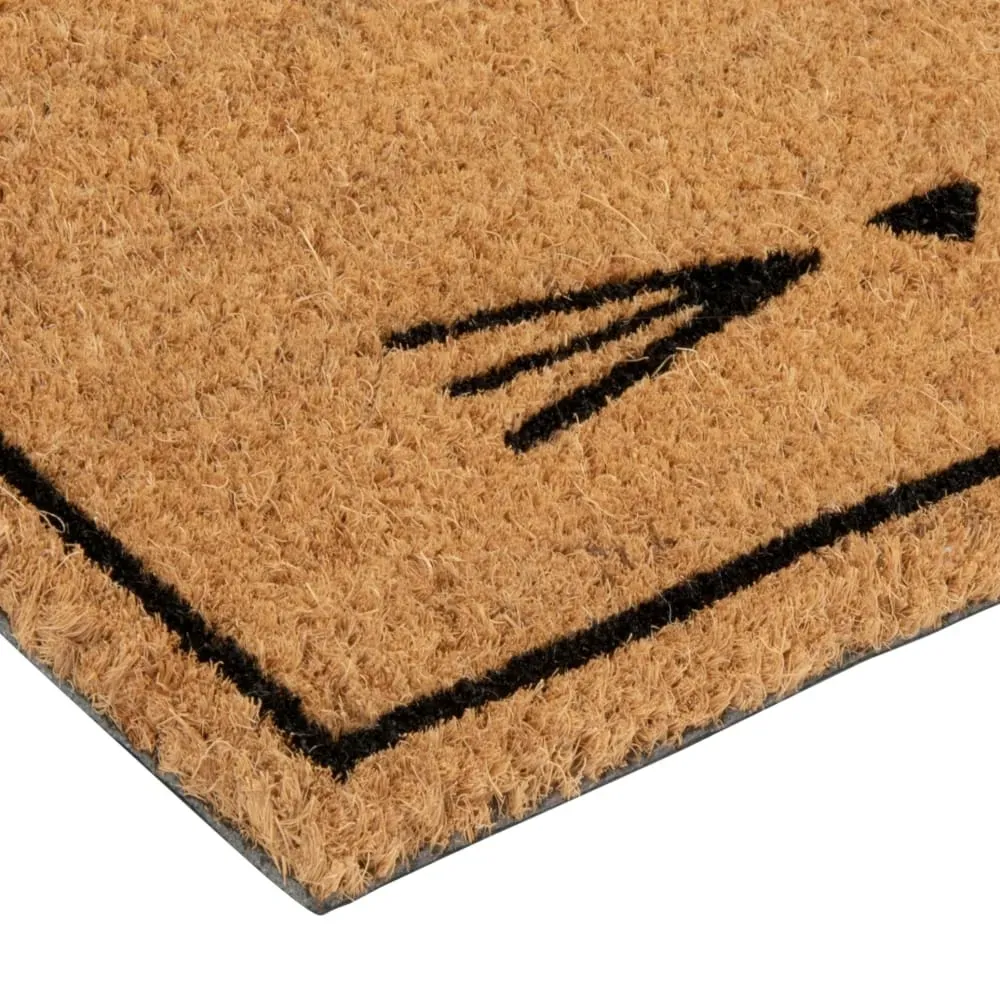 Illustration numéro 2 du produit Paillasson en fibre de coco imprimé chat noir 45x27