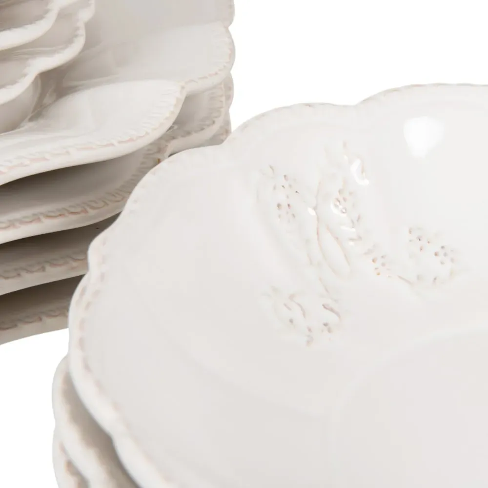 Illustration numéro 2 du produit Service de table 12 pièces en faïence blanche