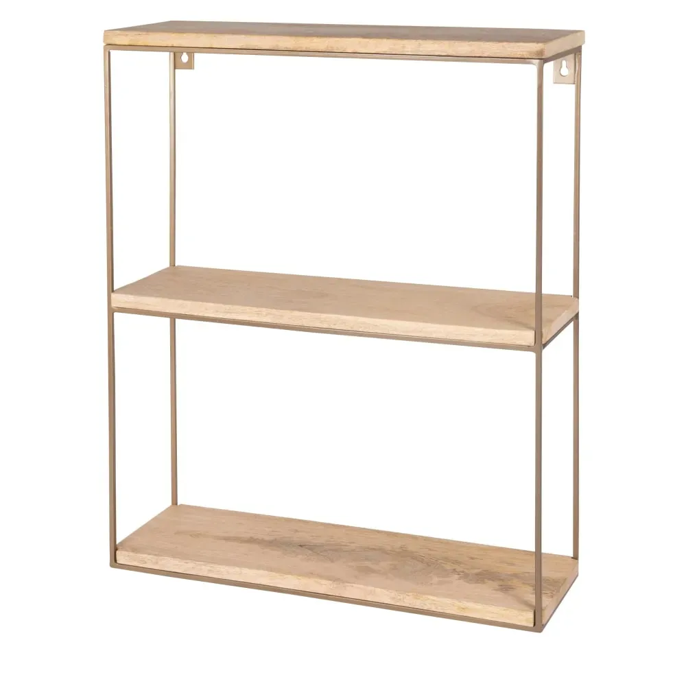 Illustration numéro 2 du produit Etagère en manguier et métal doré