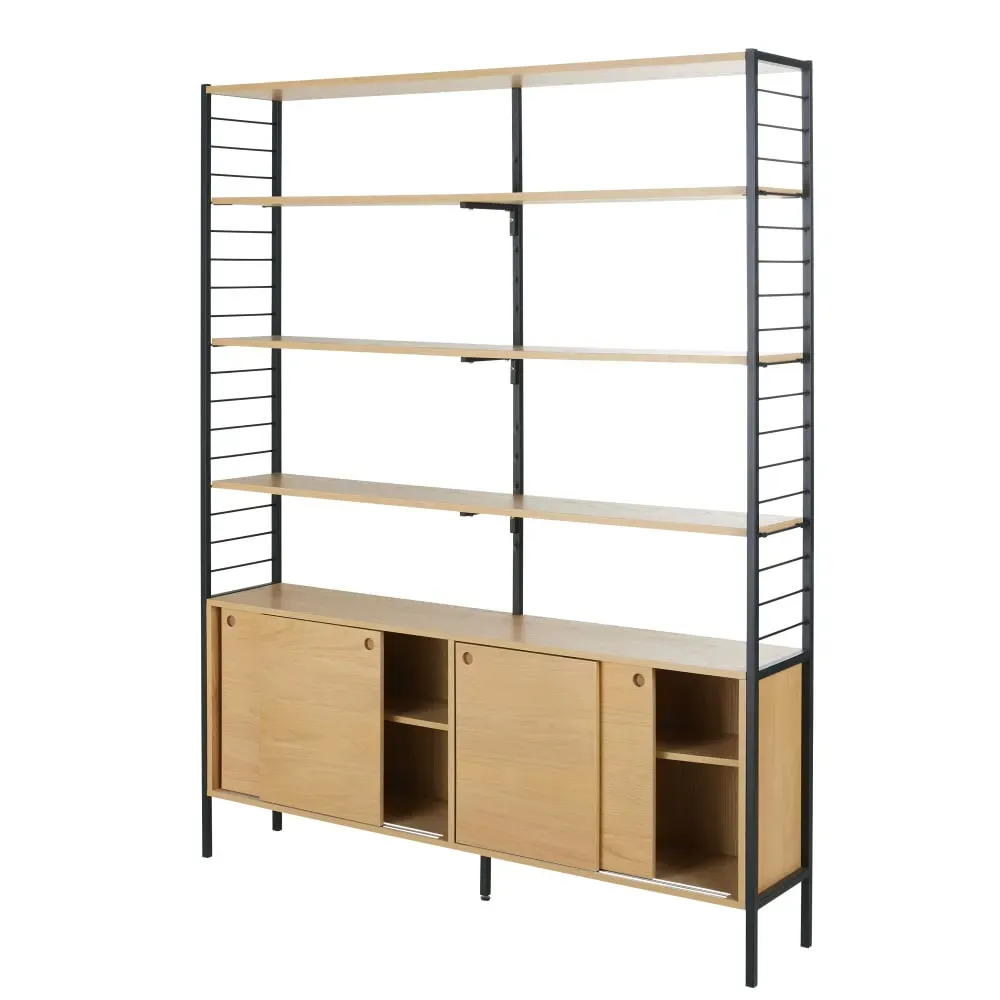 Illustration numéro 2 du produit Etagère industrielle 4 portes en métal noir