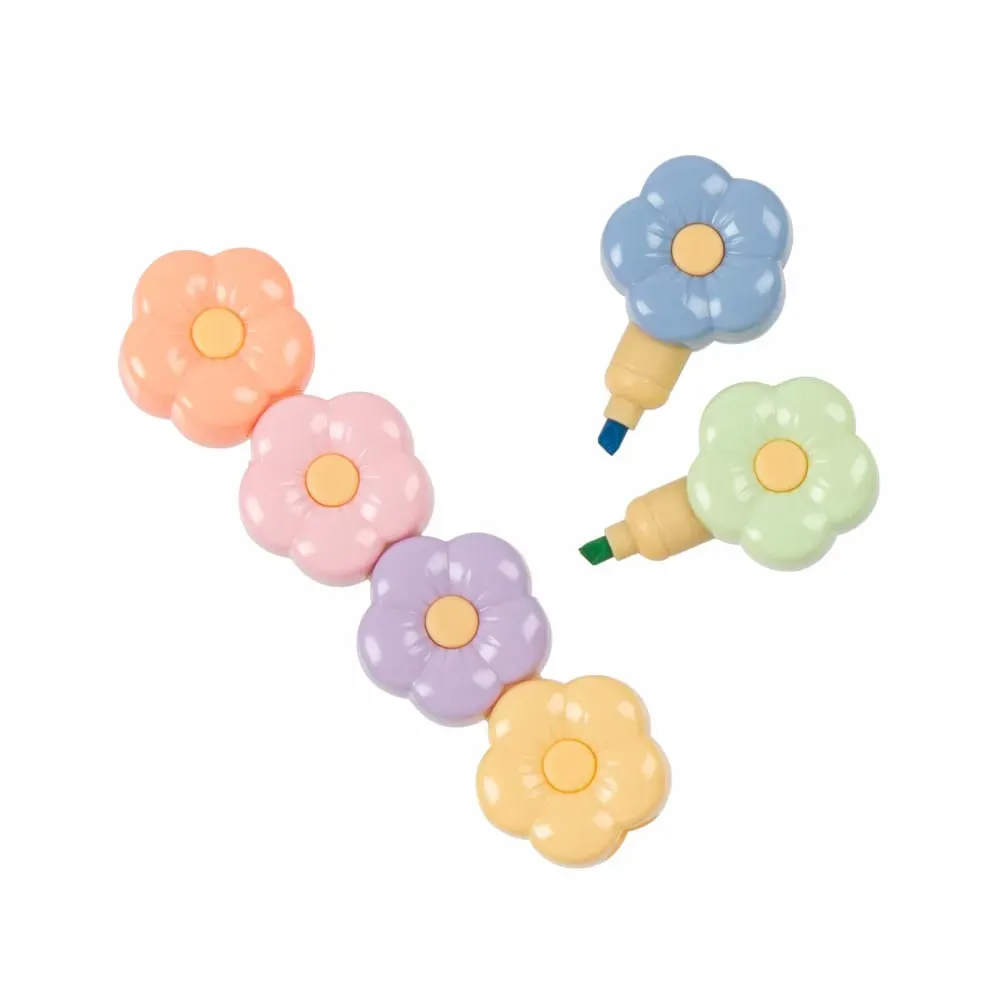 Illustration numéro 2 du produit Surligneurs fleurs multicolores (x6)