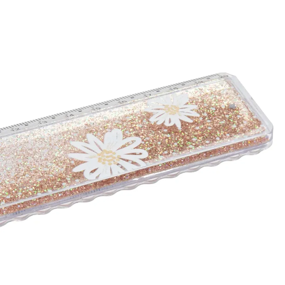Illustration numéro 2 du produit Règle à paillettes motifs fleurs L20