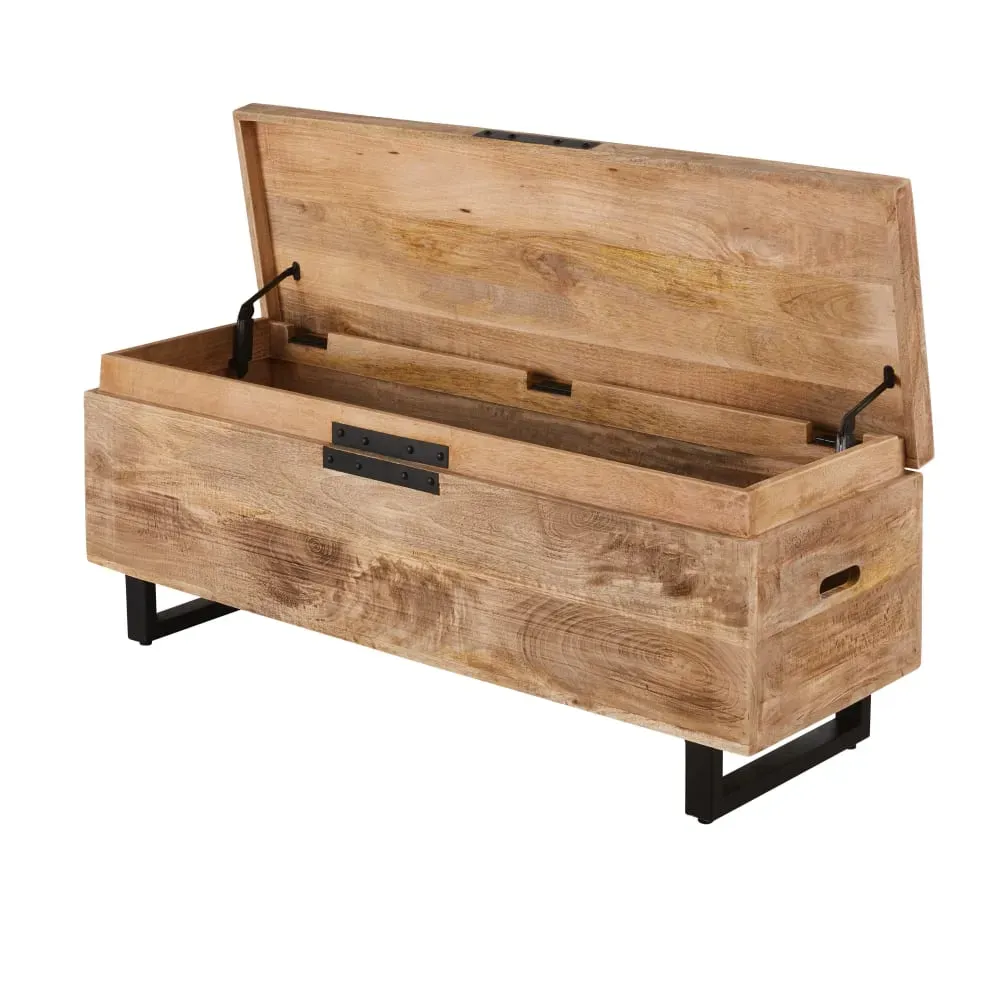 Illustration numéro 2 du produit Coffre en bois de manguier et métal