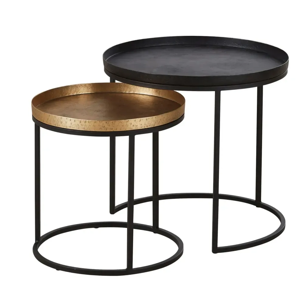 Illustration numéro 2 du produit Bouts de canapé en aluminium et métal recyclé noir et doré (2)