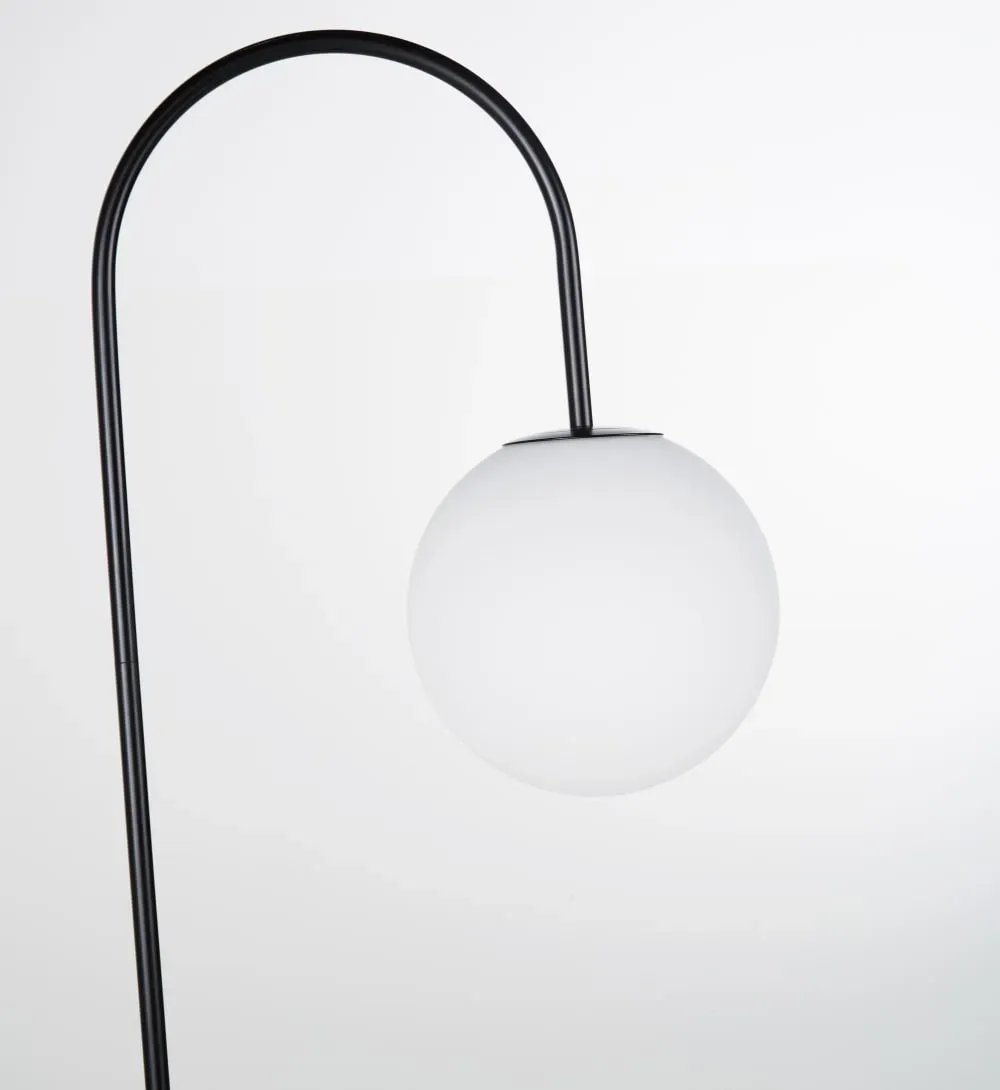 Illustration numéro 2 du produit Lampadaire en métal noir et globe opaque H182