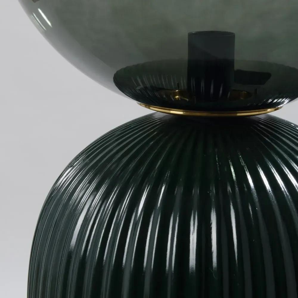 Illustration numéro 2 du produit lampadaire en céramique striée verte et globe en verre H101