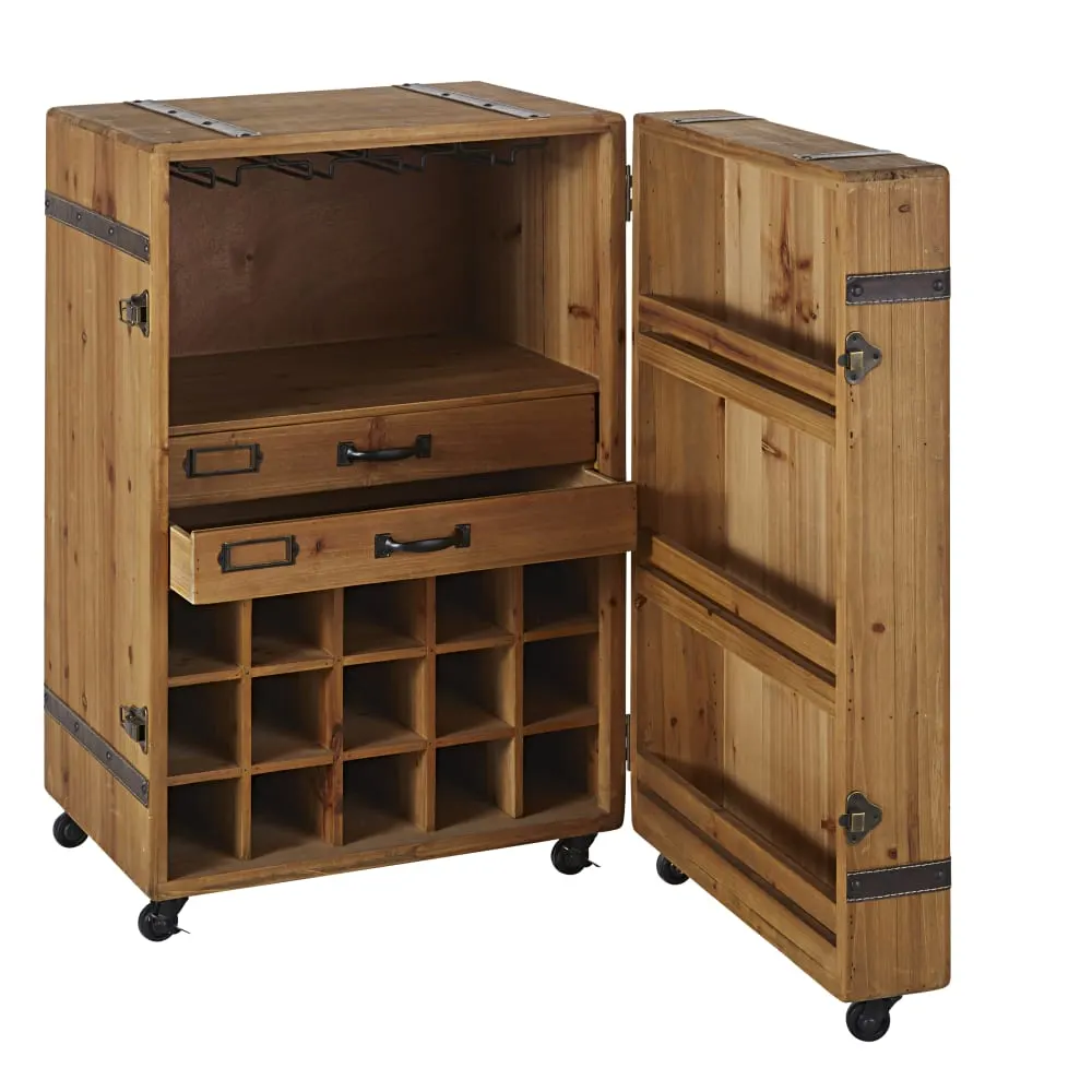 Illustration numéro 2 du produit Mini bar range bouteille  2 tiroirs à roulette