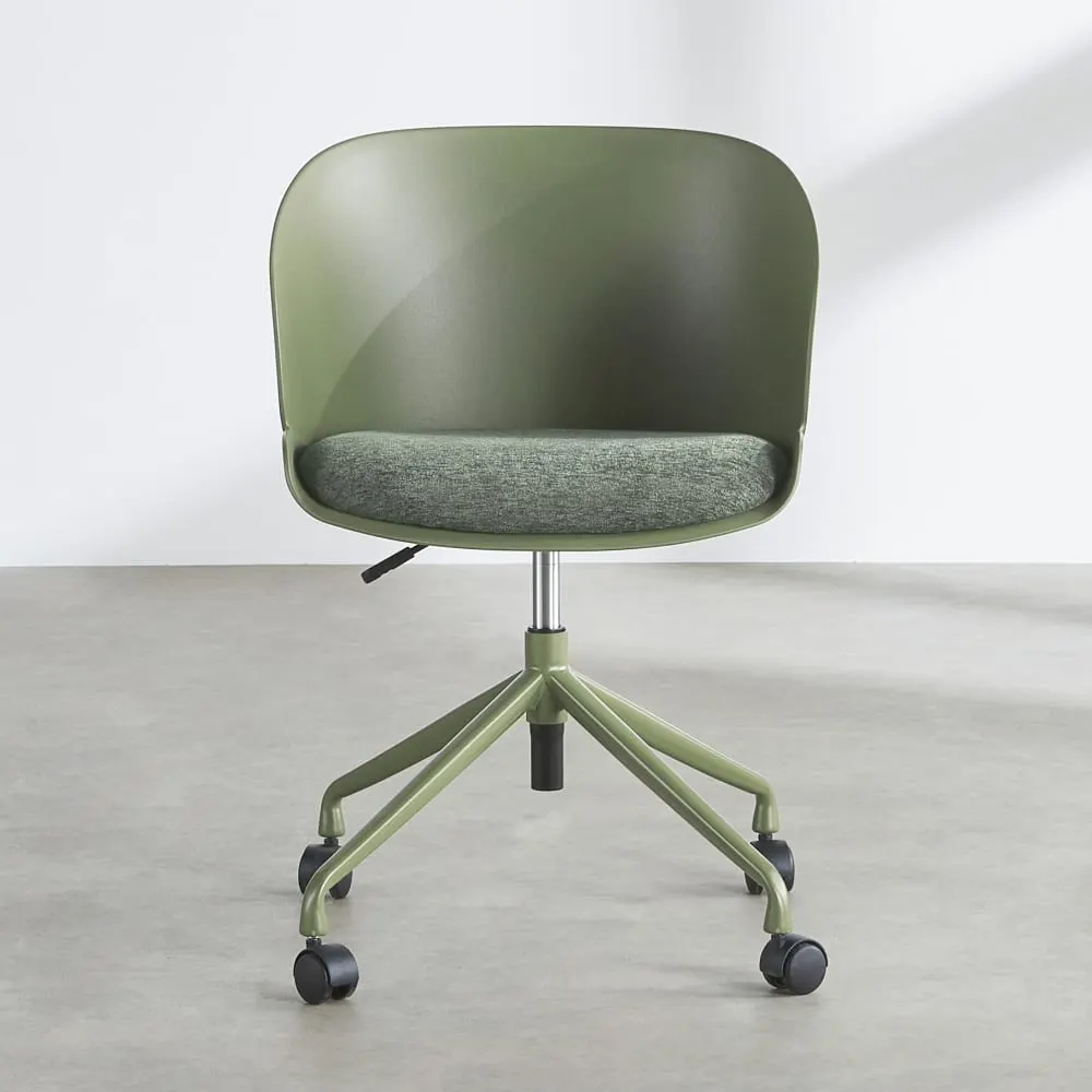 Illustration numéro 2 du produit Chaise de bureau réglable en tissu polyester tramé et polypropylène vert