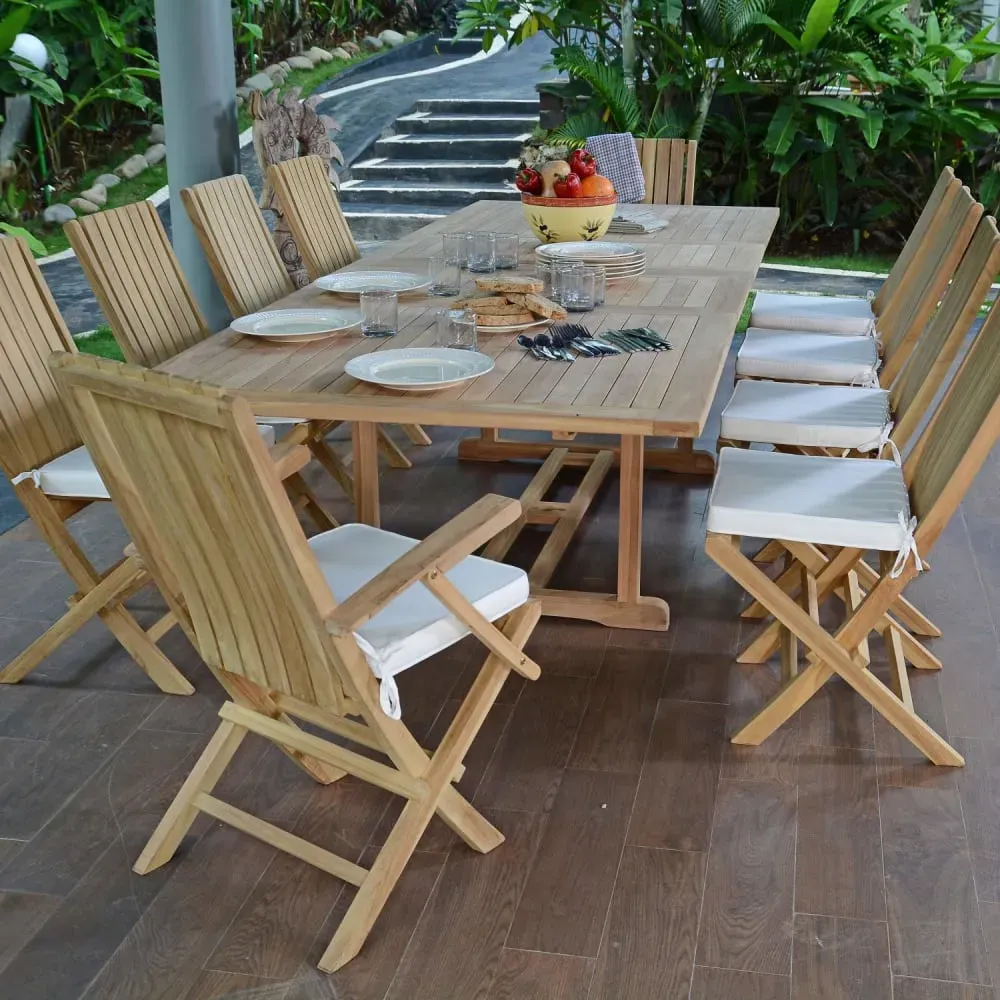 Illustration numéro 2 du produit Salon de jardin 8 chaises avec 2 fauteuils en teck massif