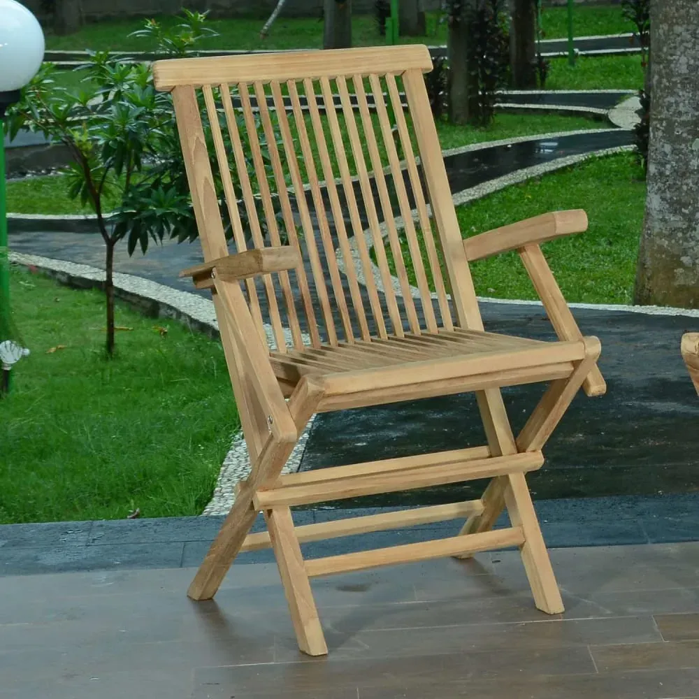 Illustration numéro 2 du produit Fauteuils de jardin pliants en teck massif  (lot de 2)