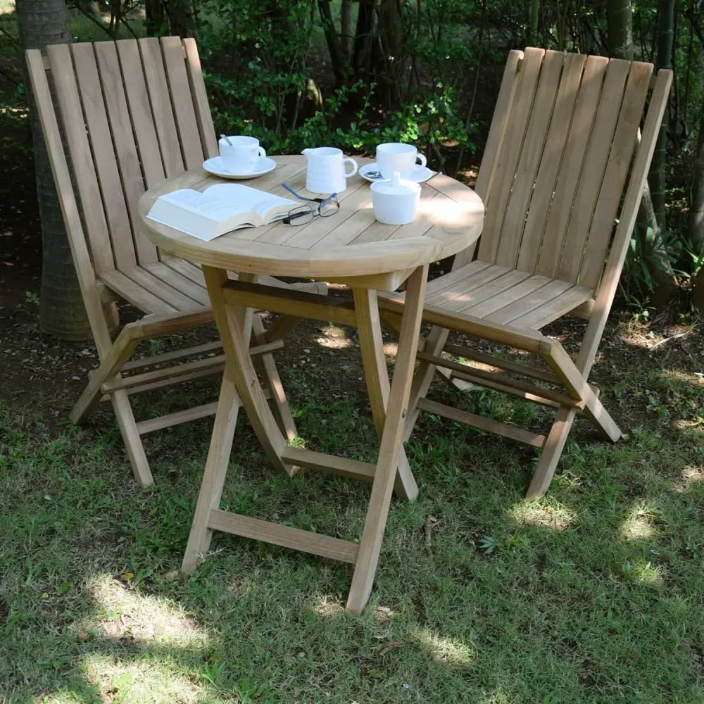 Illustration numéro 2 du produit Table de jardin pliante en teck massif D60cm