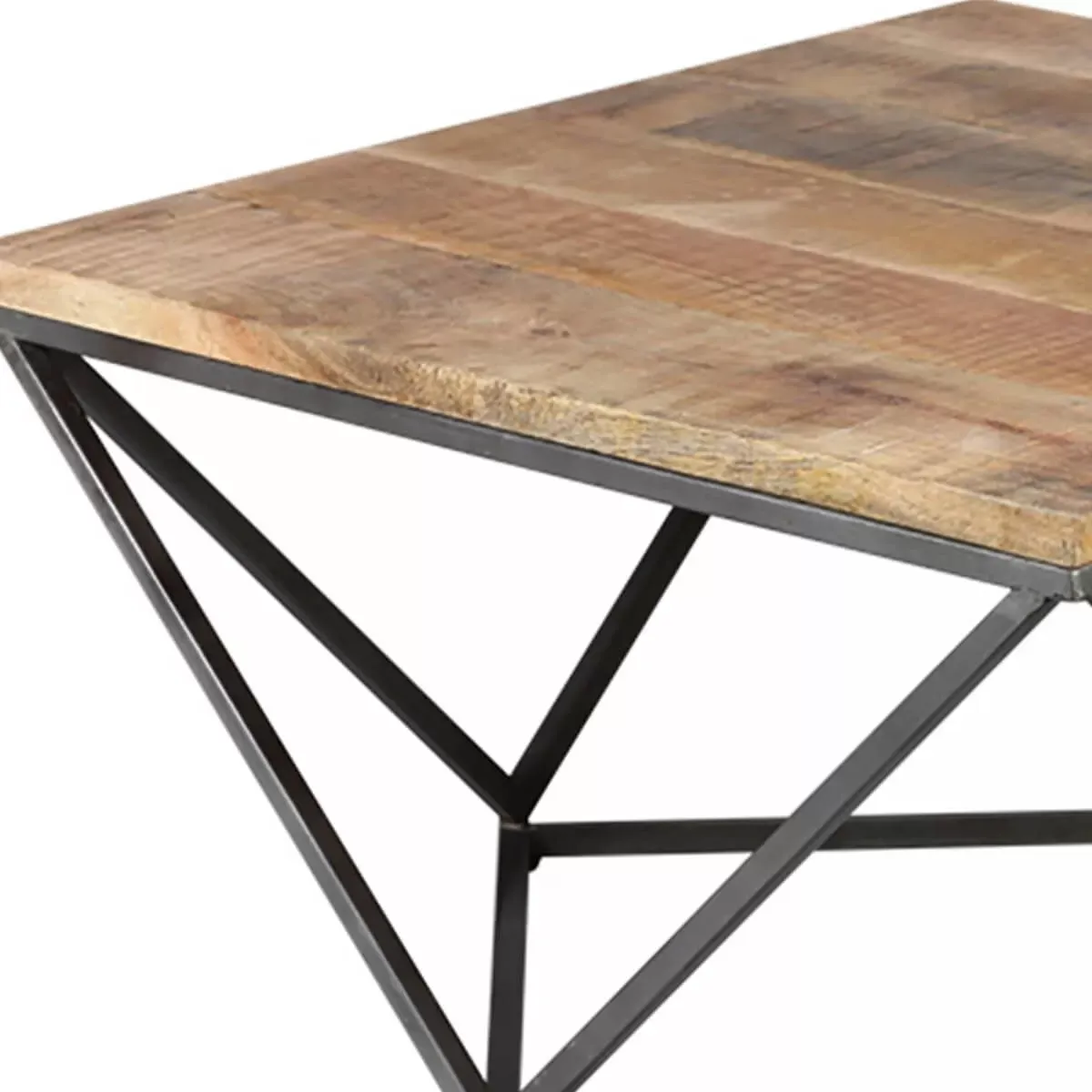Illustration numéro 2 du produit Table basse pivotée en bois massif et métal gris