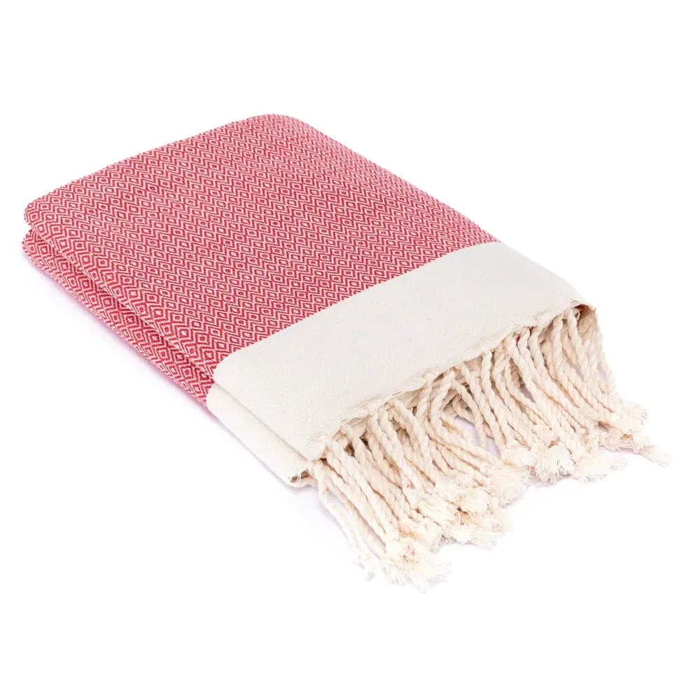 Illustration numéro 2 du produit Plaid coton rouge & écru 130x170