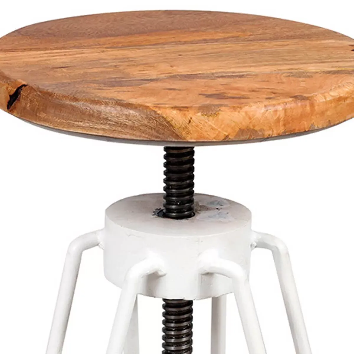 Illustration numéro 2 du produit Tabouret  métal blanc et bois massif