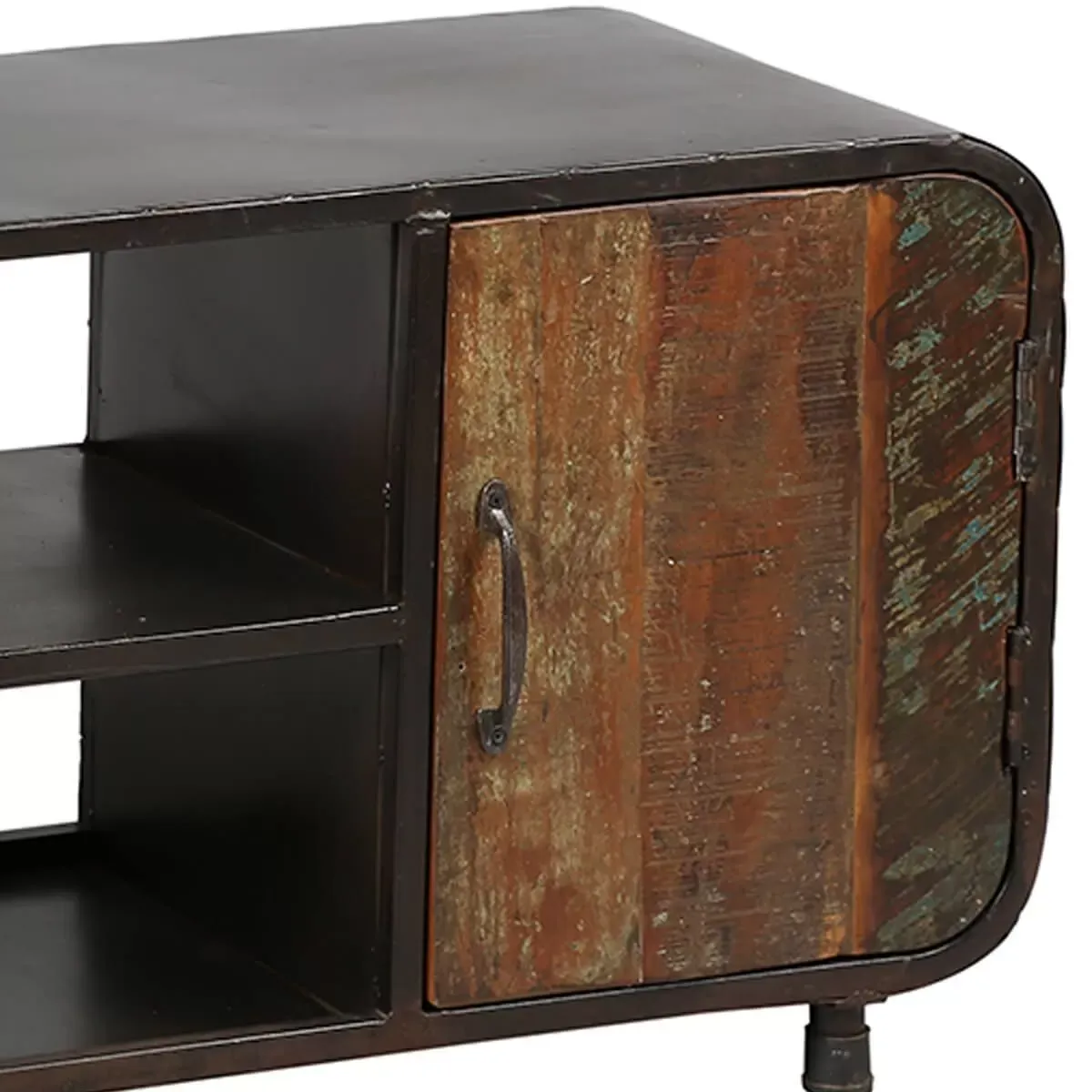 Illustration numéro 2 du produit Meuble  tv 2 portes en bois recyclé de caractère structure acier