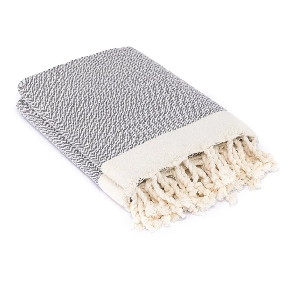 Illustration numéro 2 du produit Plaid coton gris moyen & écru 130x170