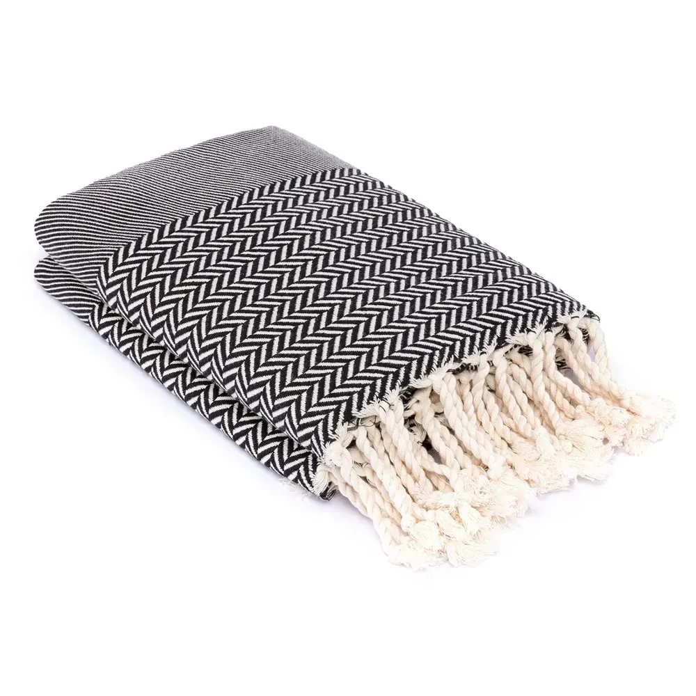 Illustration numéro 2 du produit Plaid coton noir 160x250