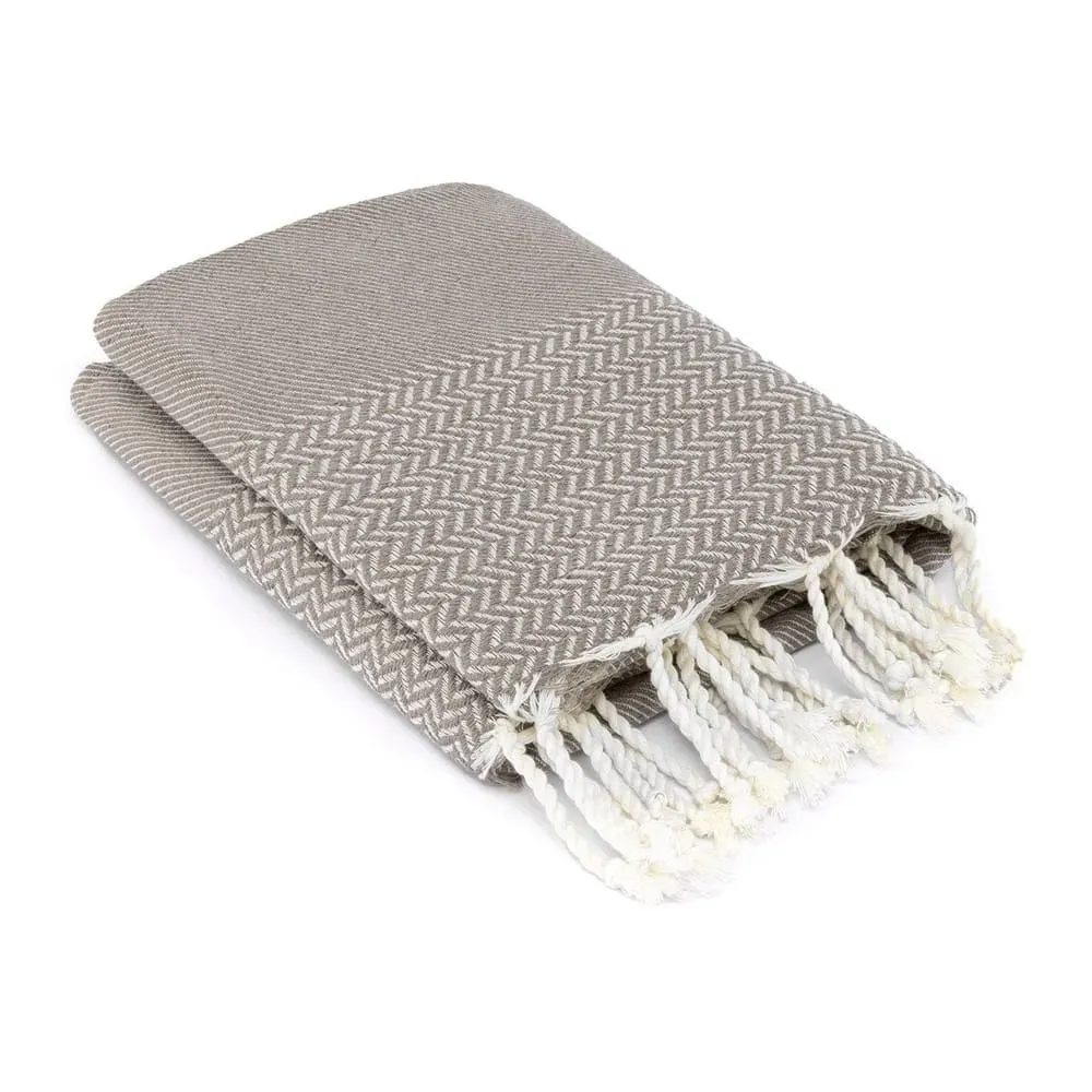 Illustration numéro 2 du produit Plaid coton taupe 130x170