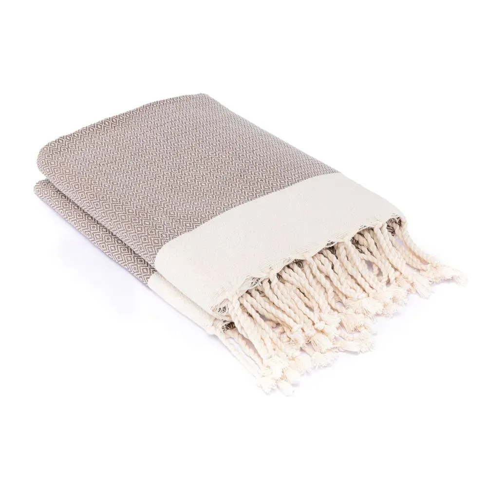 Illustration numéro 2 du produit Plaid coton taupe & écru 130x170