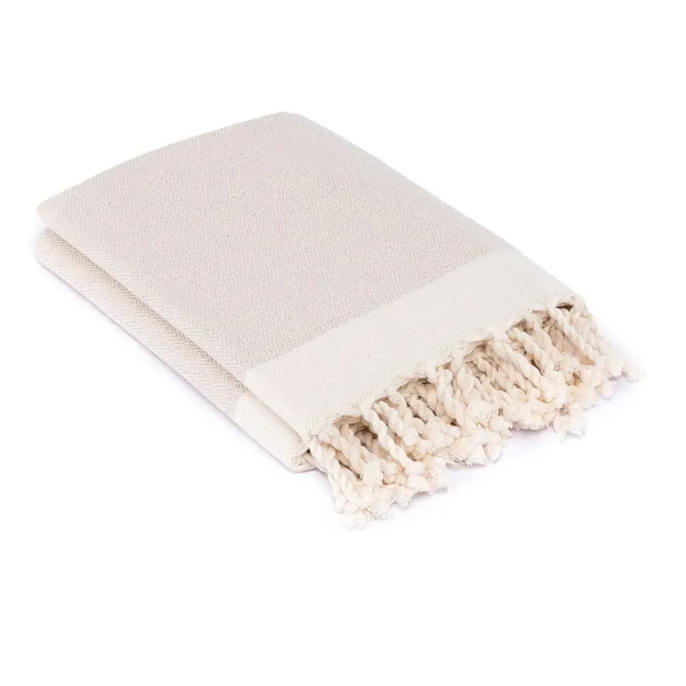 Illustration numéro 2 du produit Plaid coton taupe clair & écru 130x170