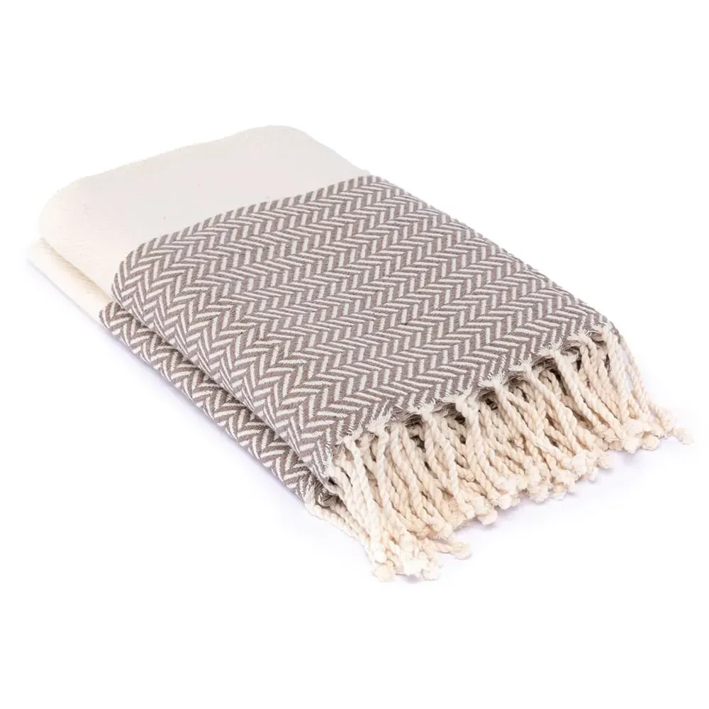 Illustration numéro 2 du produit Plaid coton taupe 160x250