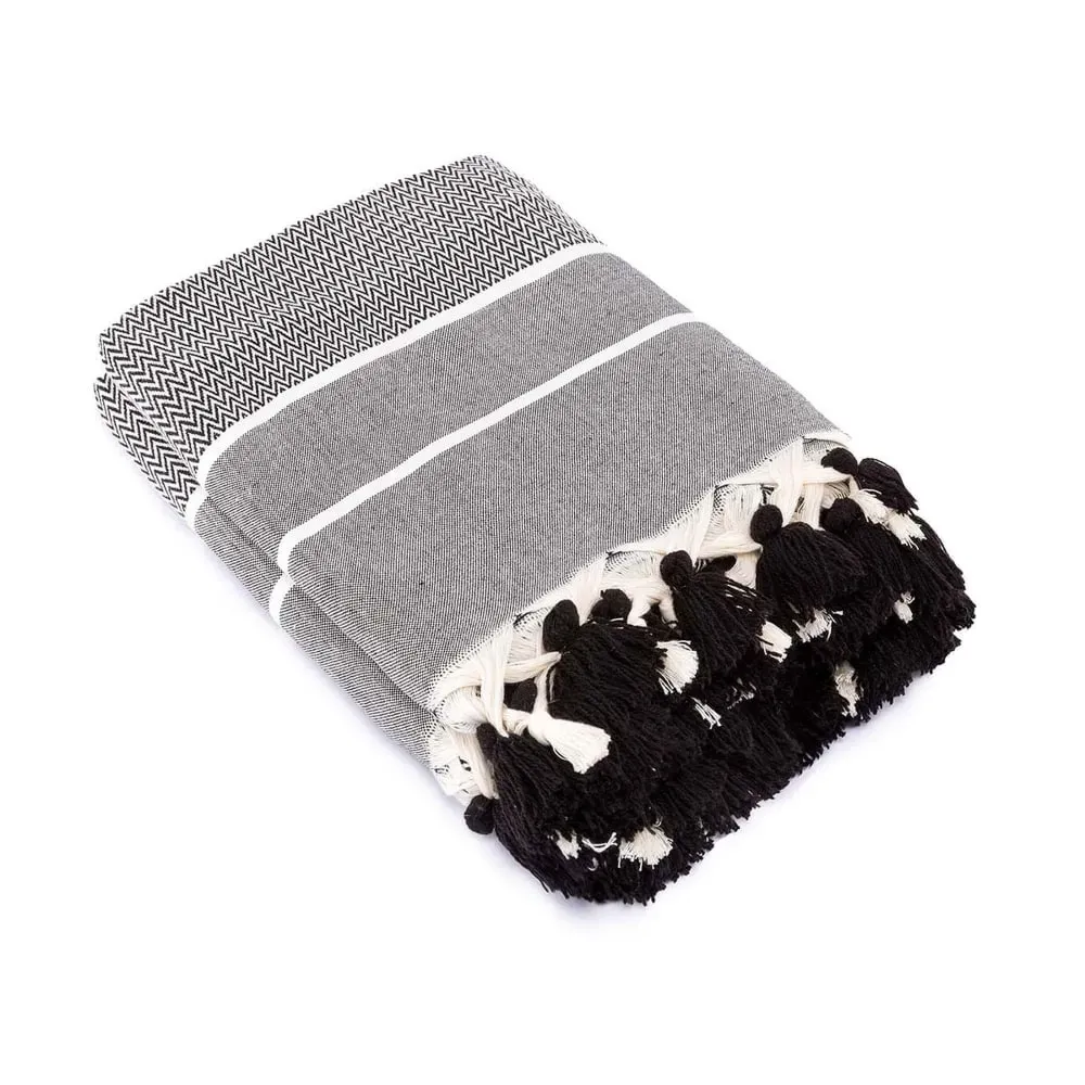 Illustration numéro 2 du produit Plaid coton noir 160x250