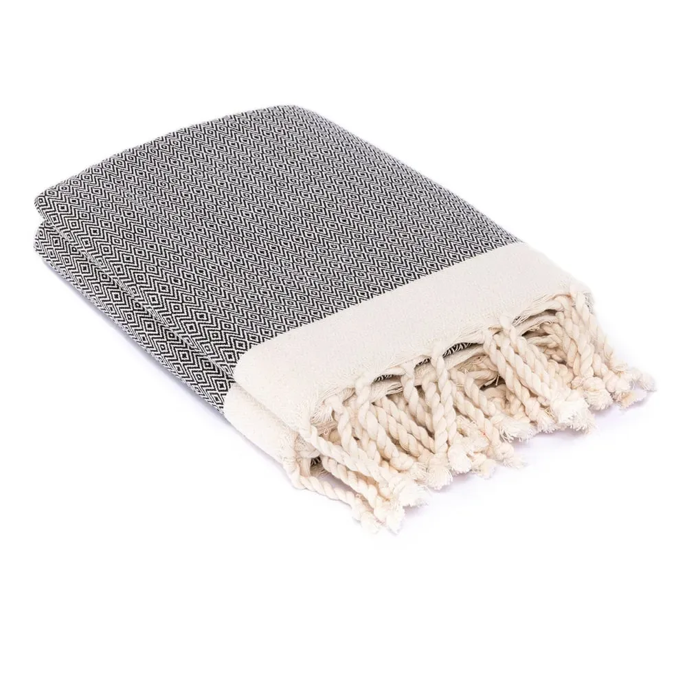 Illustration numéro 2 du produit Plaid coton noir & écru 160x250