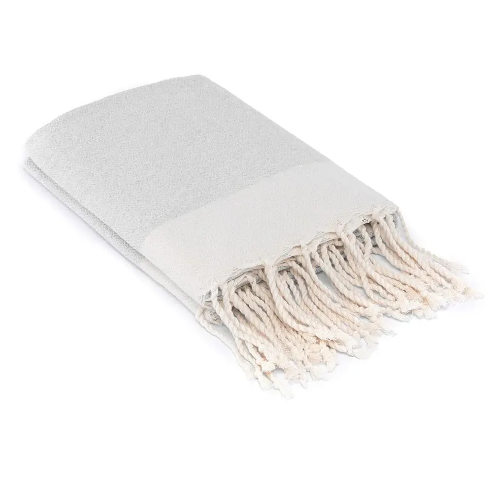 Illustration numéro 2 du produit Plaid coton gris perle & écru 130x170