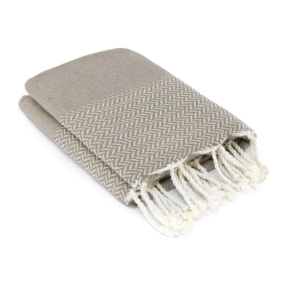 Illustration numéro 2 du produit Plaid coton taupe 160x250