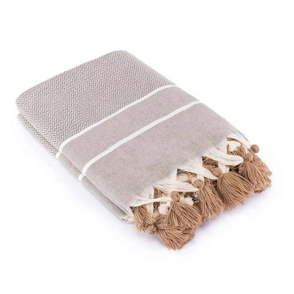 Illustration numéro 2 du produit Plaid coton taupe 130x170