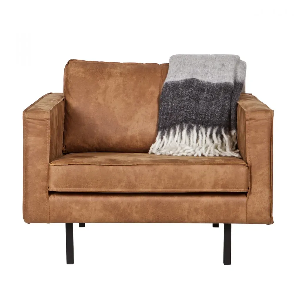 Illustration numéro 2 du produit Fauteuil en éco cuir marron cognac