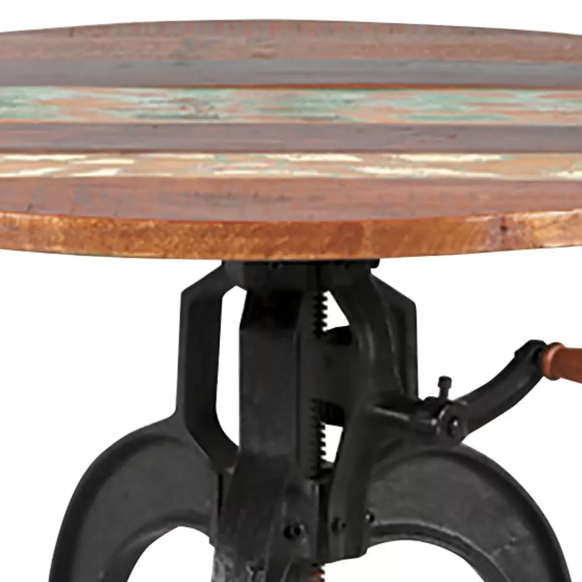 Illustration numéro 2 du produit Table à manger ronde en bois massif et fonte 4 personnes L90