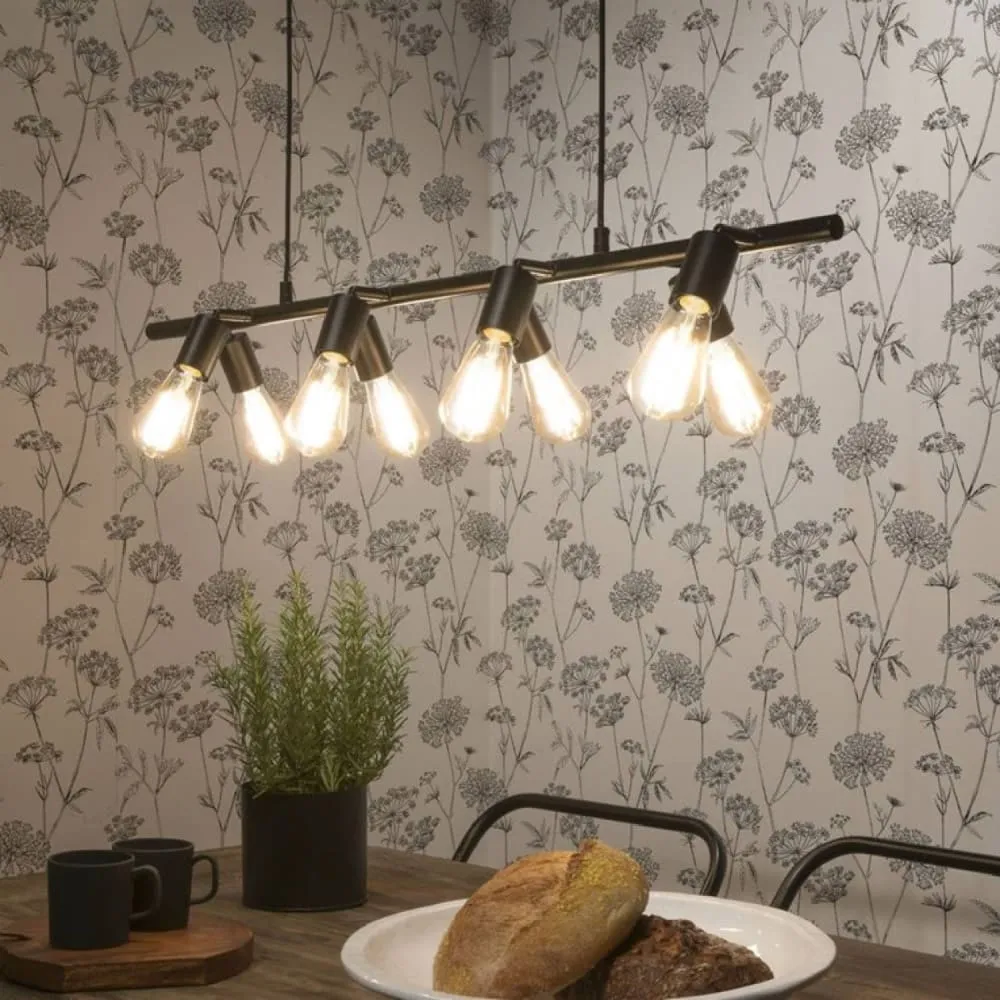 Illustration numéro 2 du produit Suspension 8 lumières métal noir L105cm