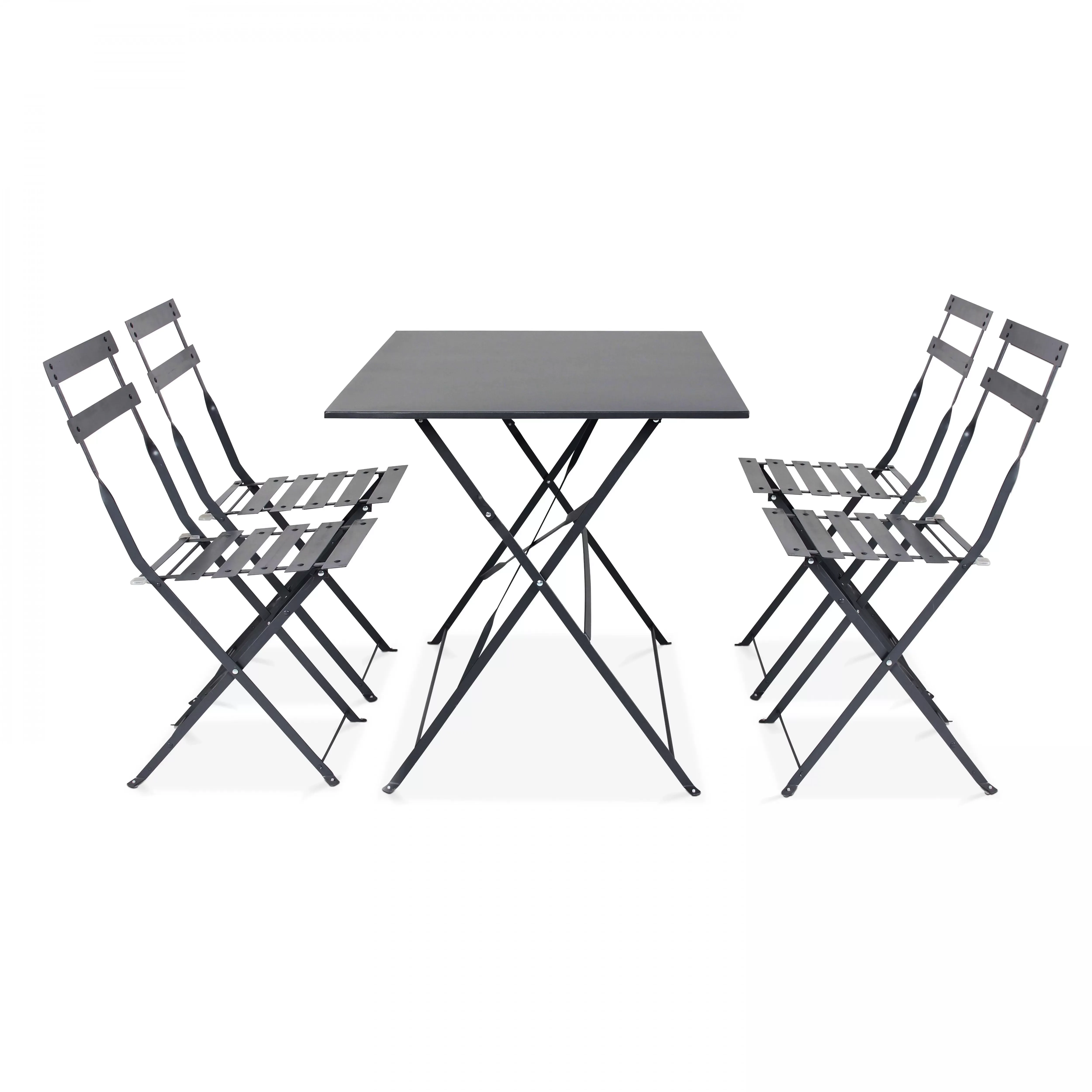 Illustration numéro 2 du produit Table de jardin bistrot et 4 chaises pliantes gris