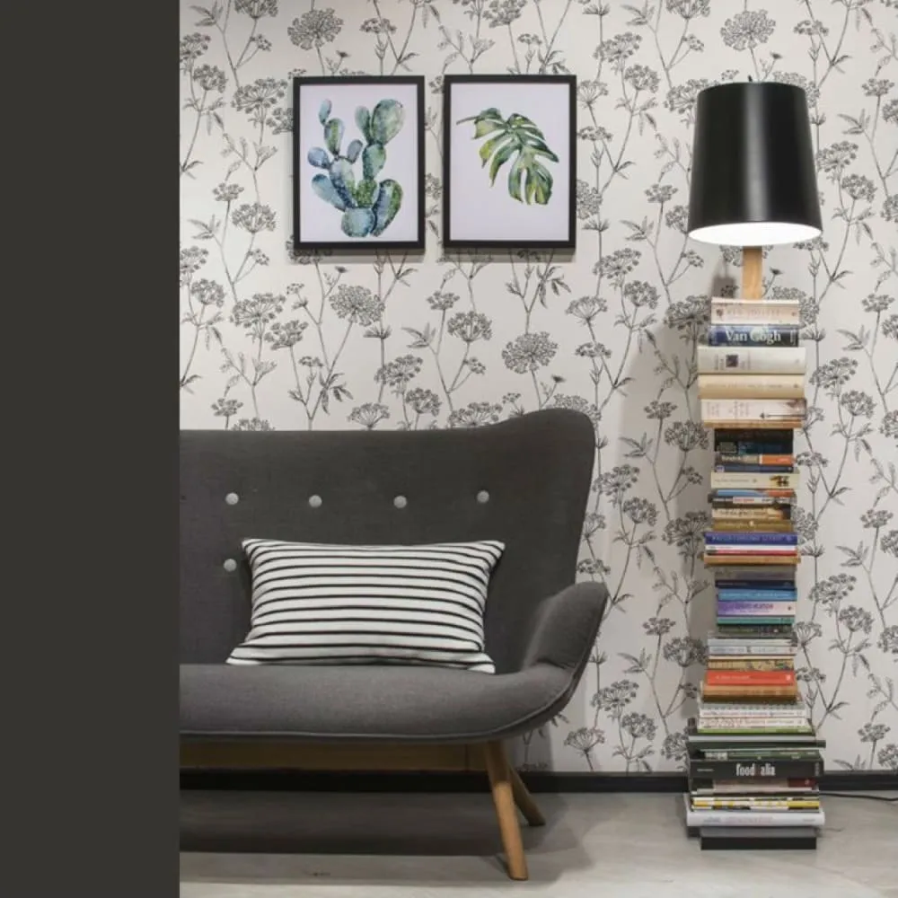 Illustration numéro 2 du produit Lampadaire avec étagères métal/bois noir H168cm