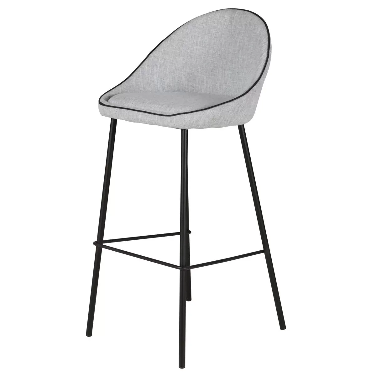 Illustration numéro 2 du produit Chaise plan de travail tissu gris clair surpiqué noir