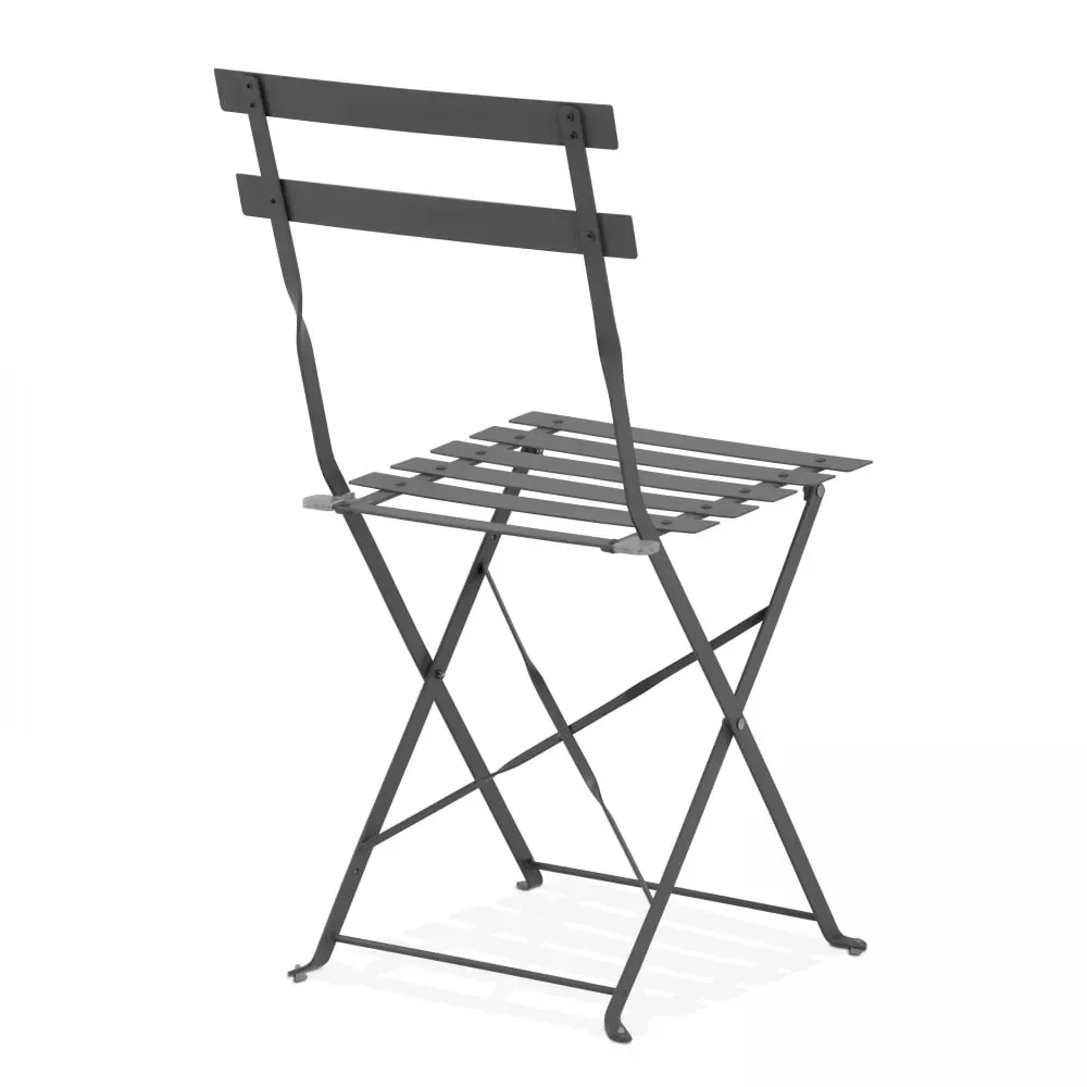 Illustration numéro 2 du produit Table bistrot de jardin et 2 chaises pliantes gris