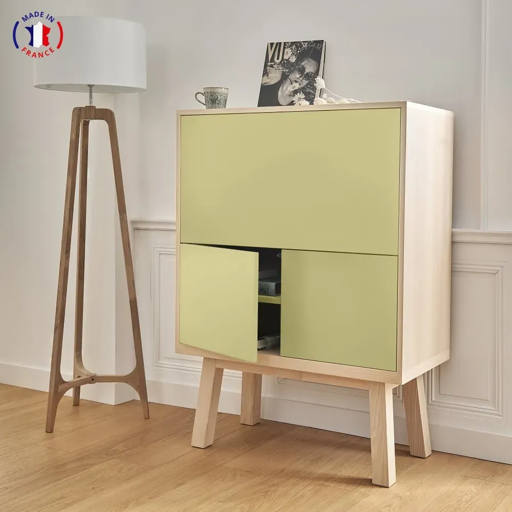 Illustration numéro 2 du produit Bureau secrétaire avec rangement de 90 cm de large, en frêne