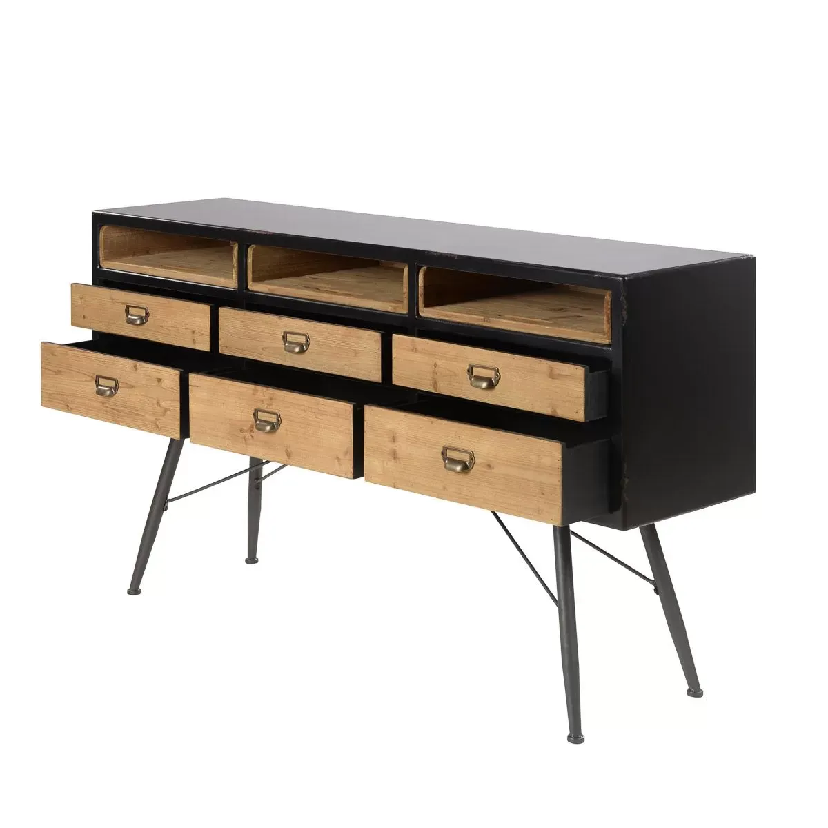 Illustration numéro 2 du produit Bahut en sapin massif et métal de style industriel HIGHLAND