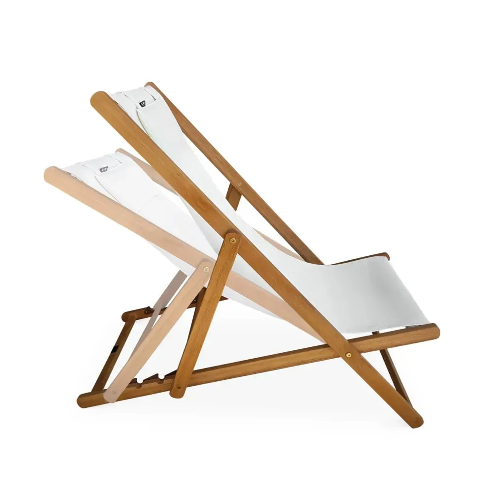 Illustration numéro 2 du produit Lot de 2 transats en eucalyptus FSC et textilène blanc