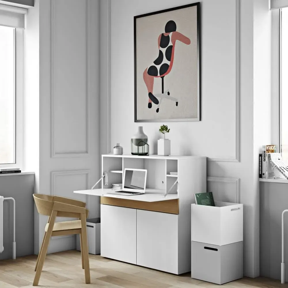 Illustration numéro 2 du produit Bureau 1 tiroir effet bois blanc et chêne naturel