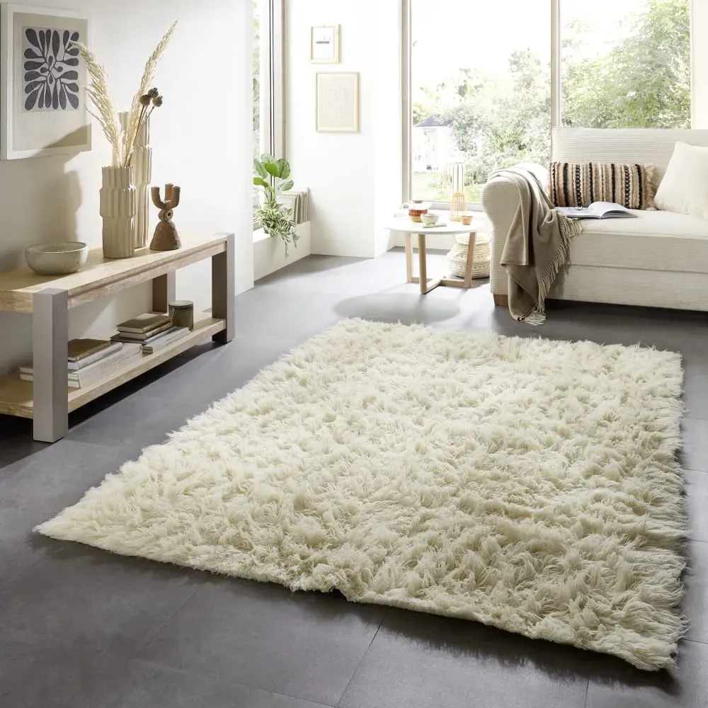 Illustration numéro 2 du produit Tapis flokati en laine vierge naturel 70x140 cm