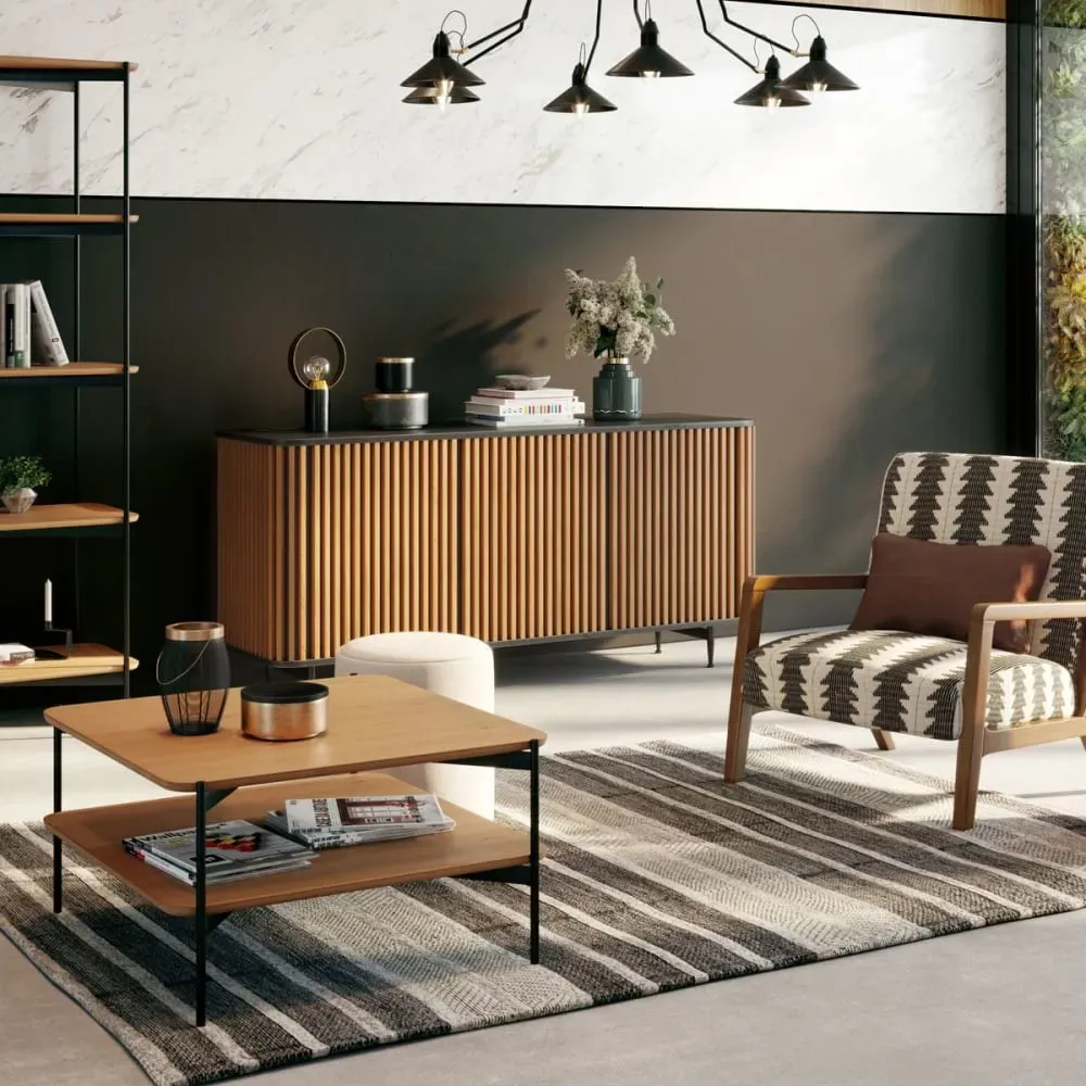 Illustration numéro 2 du produit Buffet enfilade chêne 3 portes LINEA